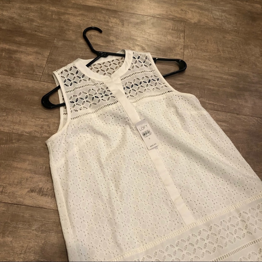 Loft eyelet dress in white size 0